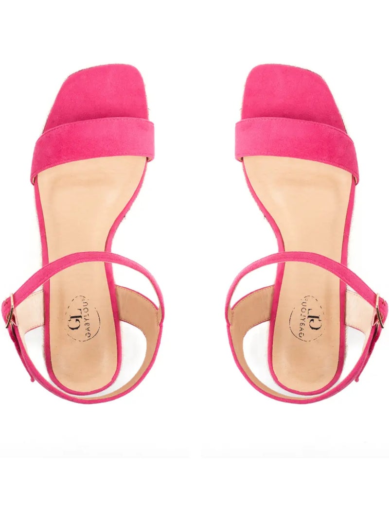Sandales compensées pieds larges H - Vic Rose fushia - Kiabi