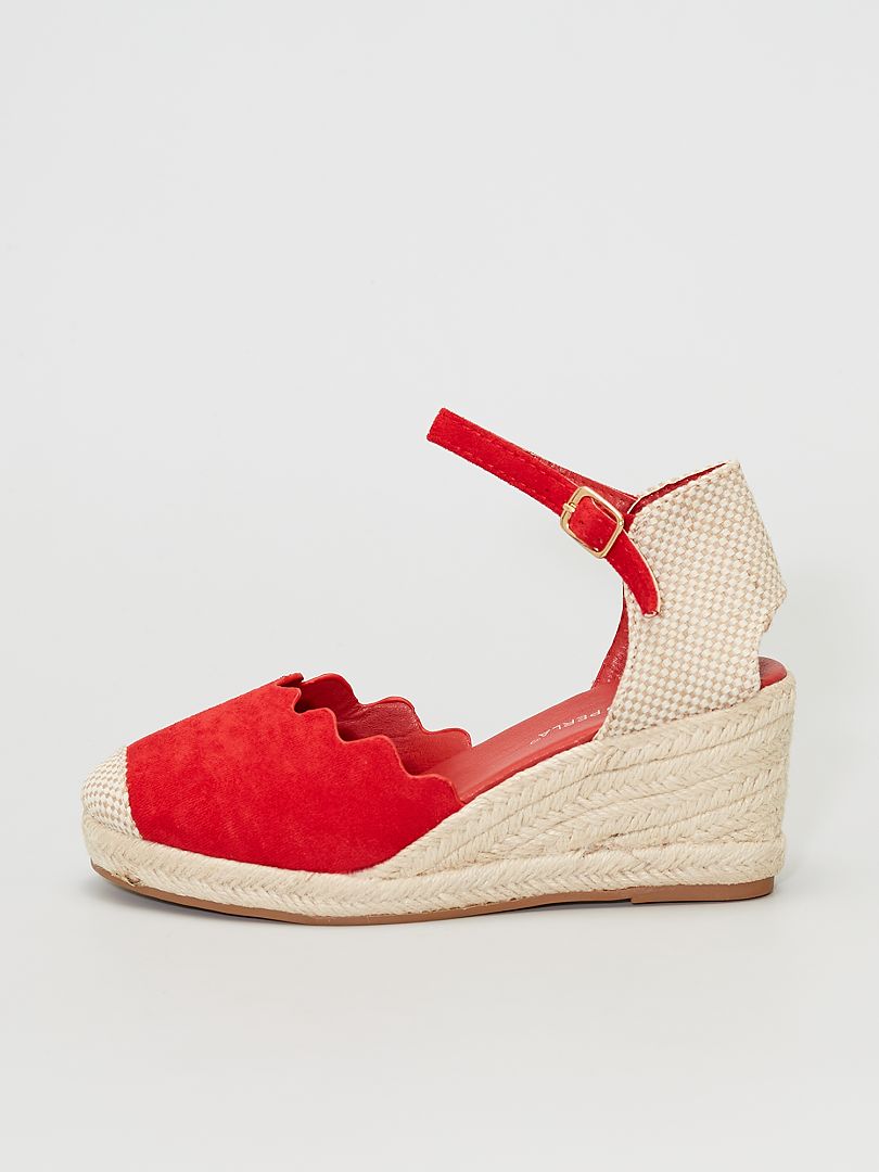 Sandales compensées rouge - Kiabi
