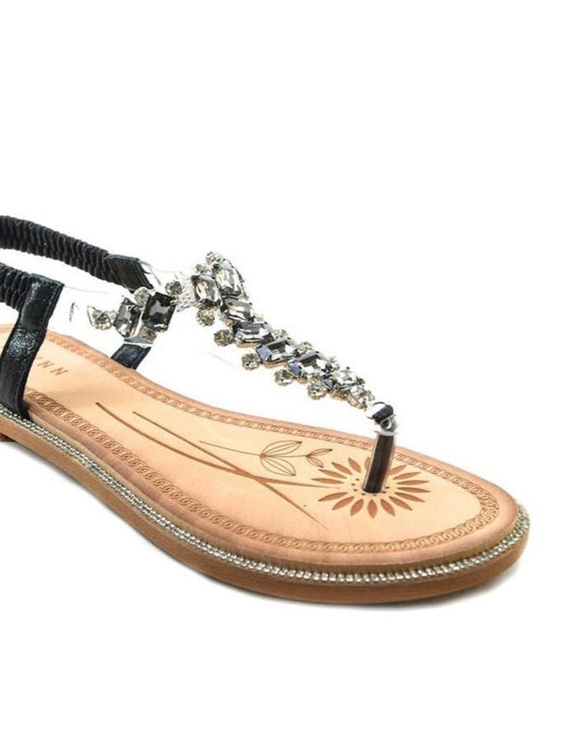 Sandales compensées Staxy noir Noir - Kiabi