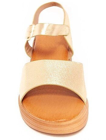 SANDALES COMPENSÉES SYNTHÉTIQUE OR