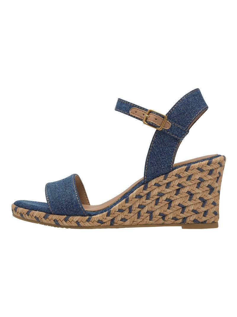 Sandales Compensées Tamaris Touch-It Bleu denim - Kiabi