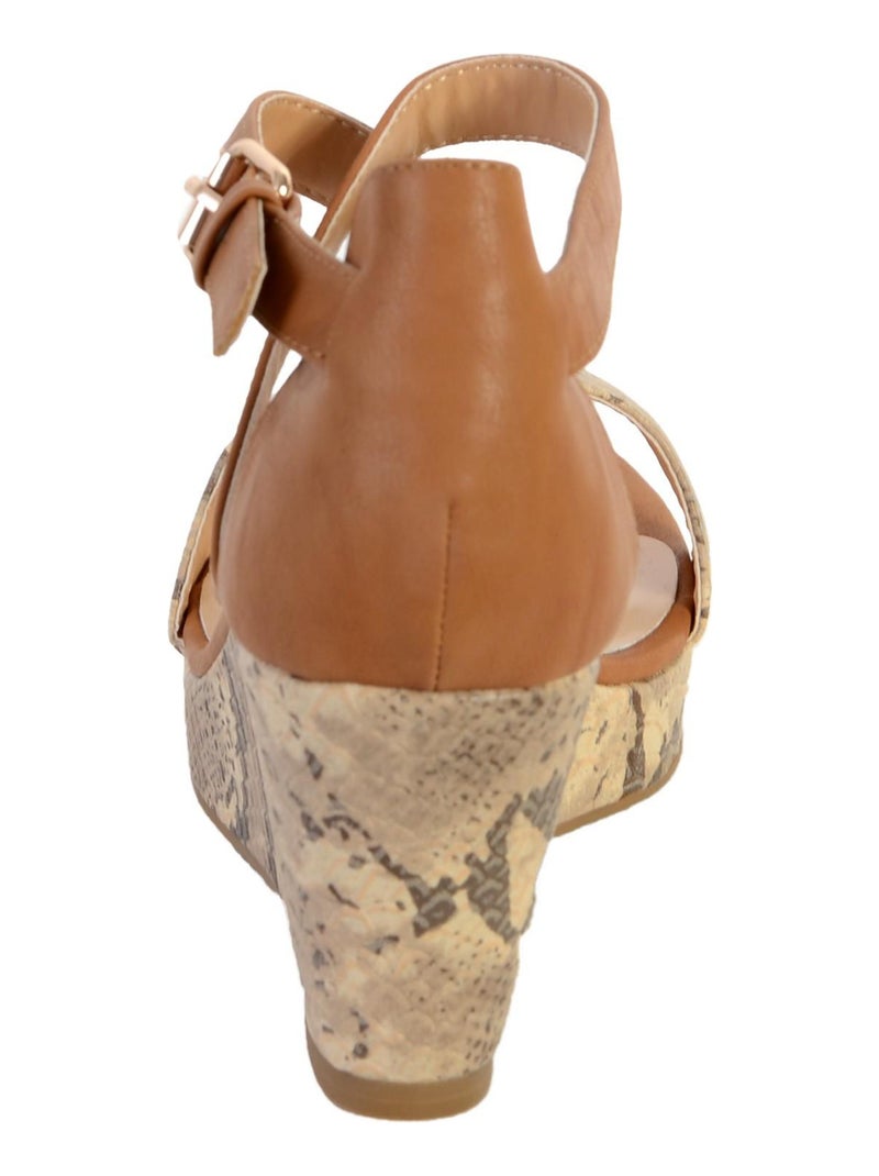 Sandales Compensées The Divine Factory Serpent Camel Marron - Kiabi