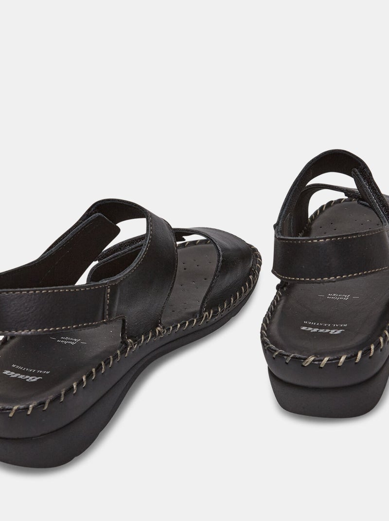 Sandales confort avec velcro BATA Noir - Kiabi