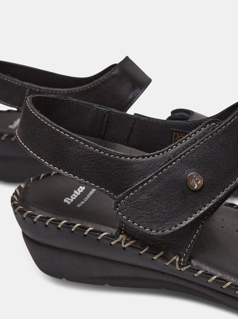 Sandales confort avec velcro BATA Noir - Kiabi