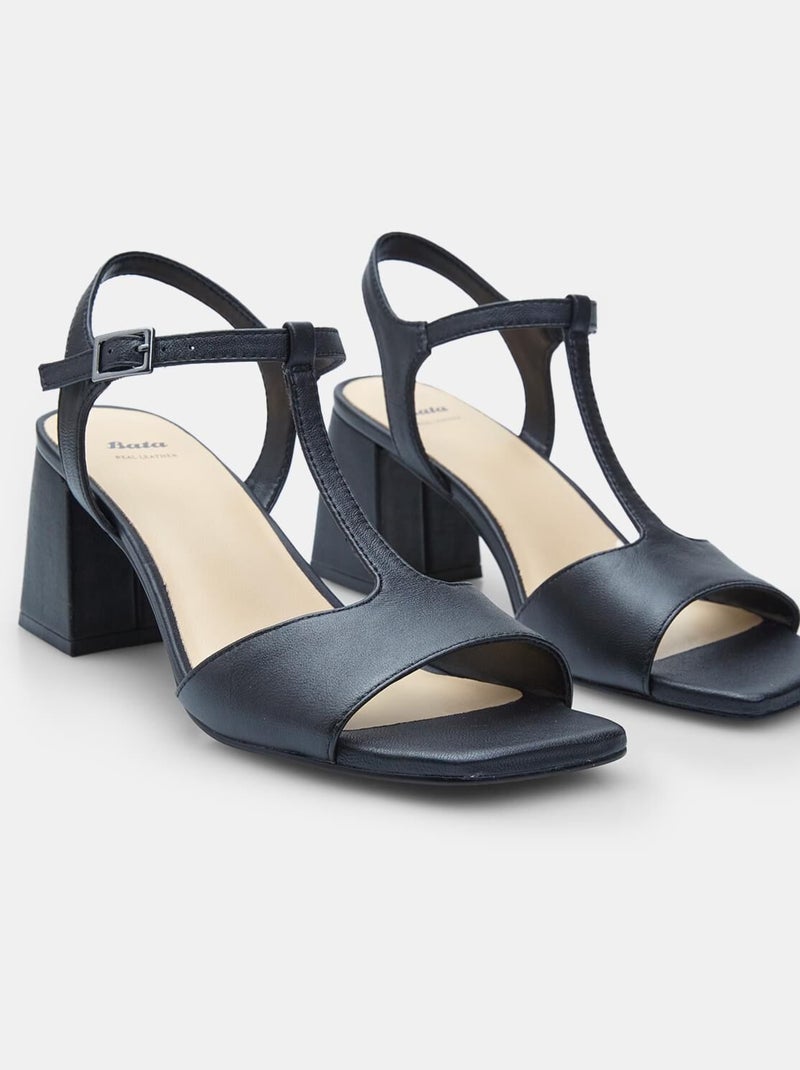 Sandales confortables  en cuir BATA Noir - Kiabi