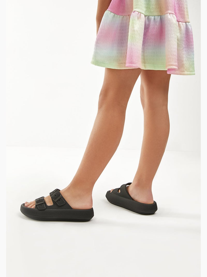 Sandales conguitos double hebilla slides Noir Noir - Kiabi
