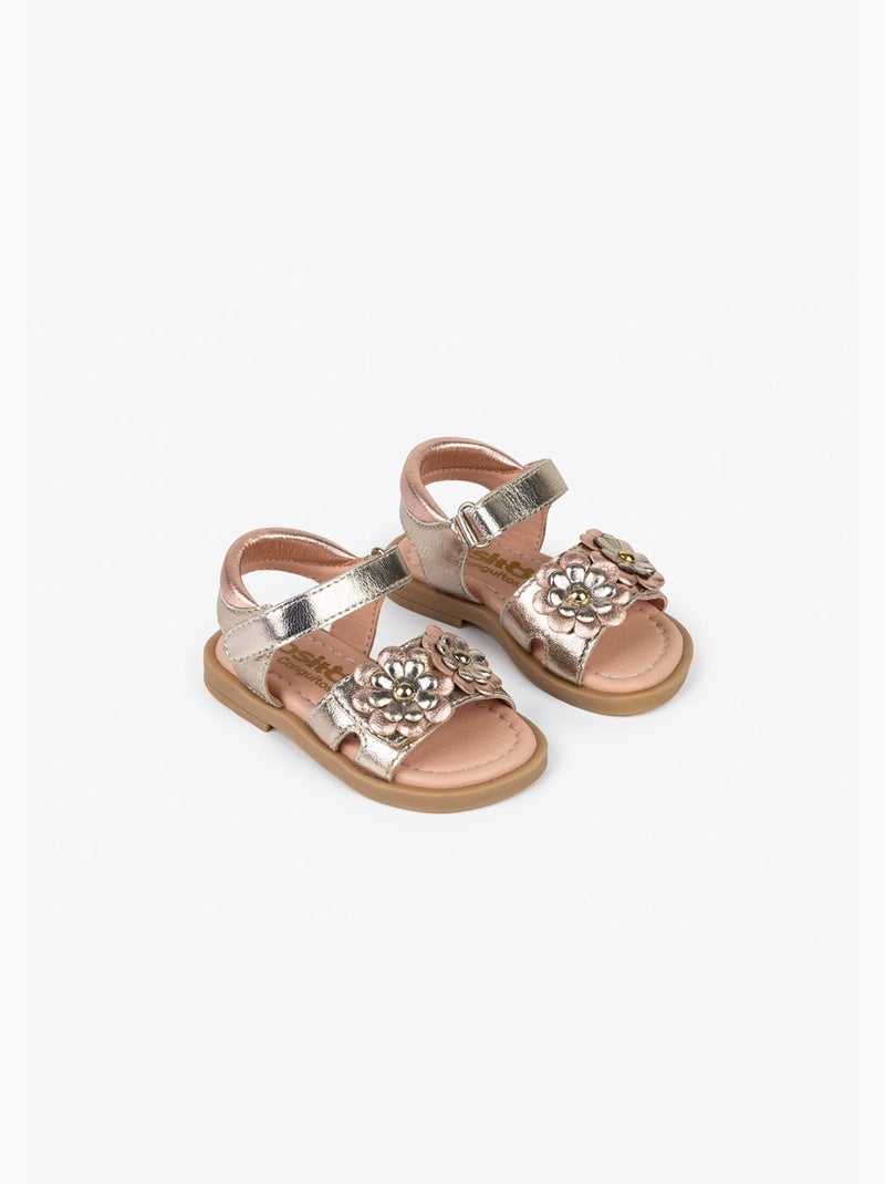 Sandales Conguitos Flowers Metallic Marron - Kiabi