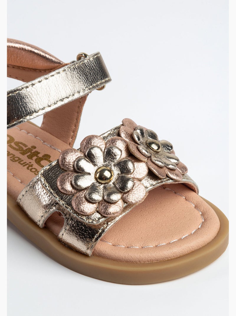 Sandales Conguitos Flowers Metallic Marron - Kiabi