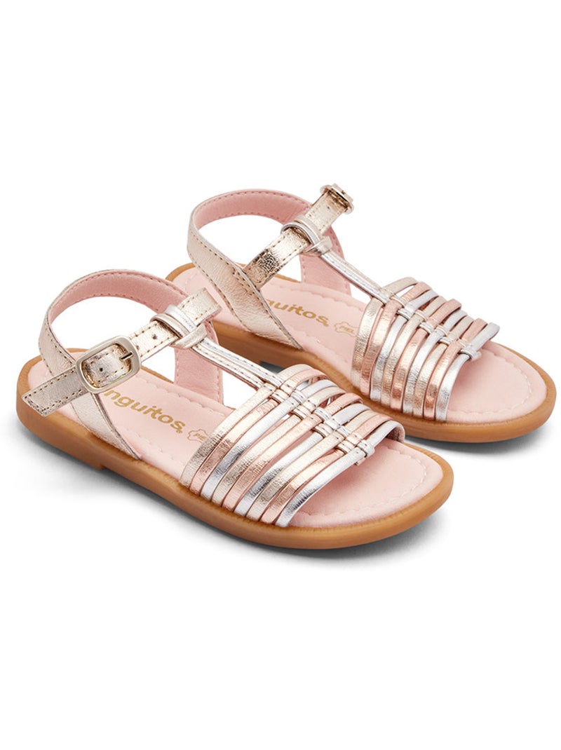 Sandales conguitos tiras piel Gold - Kiabi
