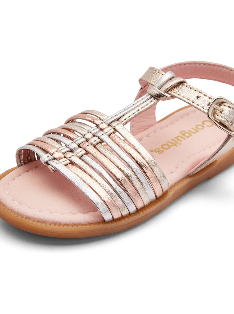 Sandales conguitos tiras piel Gold - Kiabi