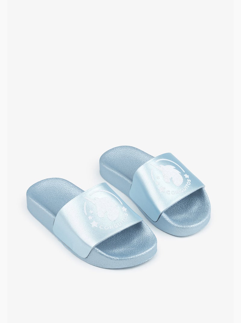 Sandales conguitos unicornio's  pool slide Bleu roi - Kiabi