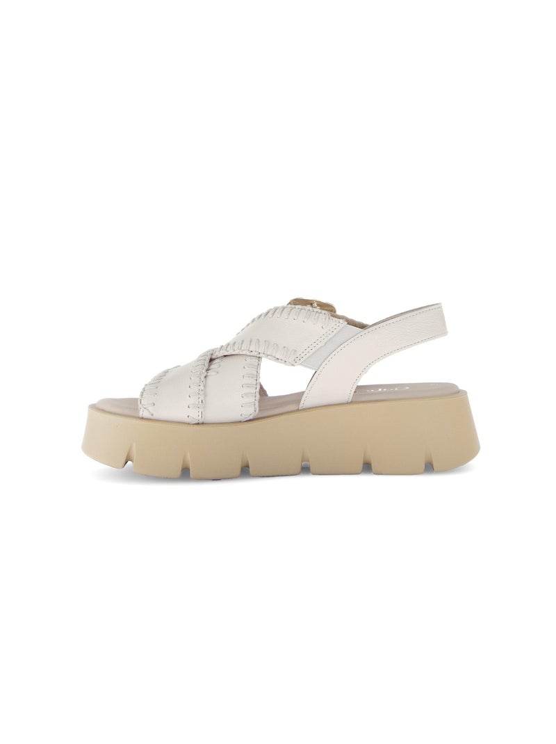 Sandales crème en cuir Crème - Kiabi