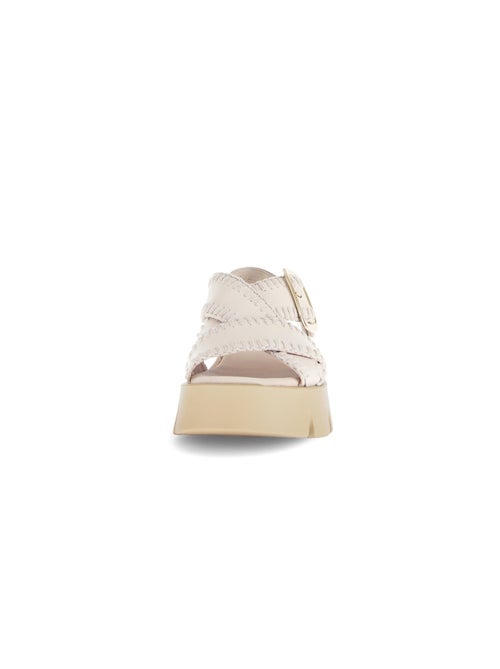 Sandales crème en cuir - Kiabi