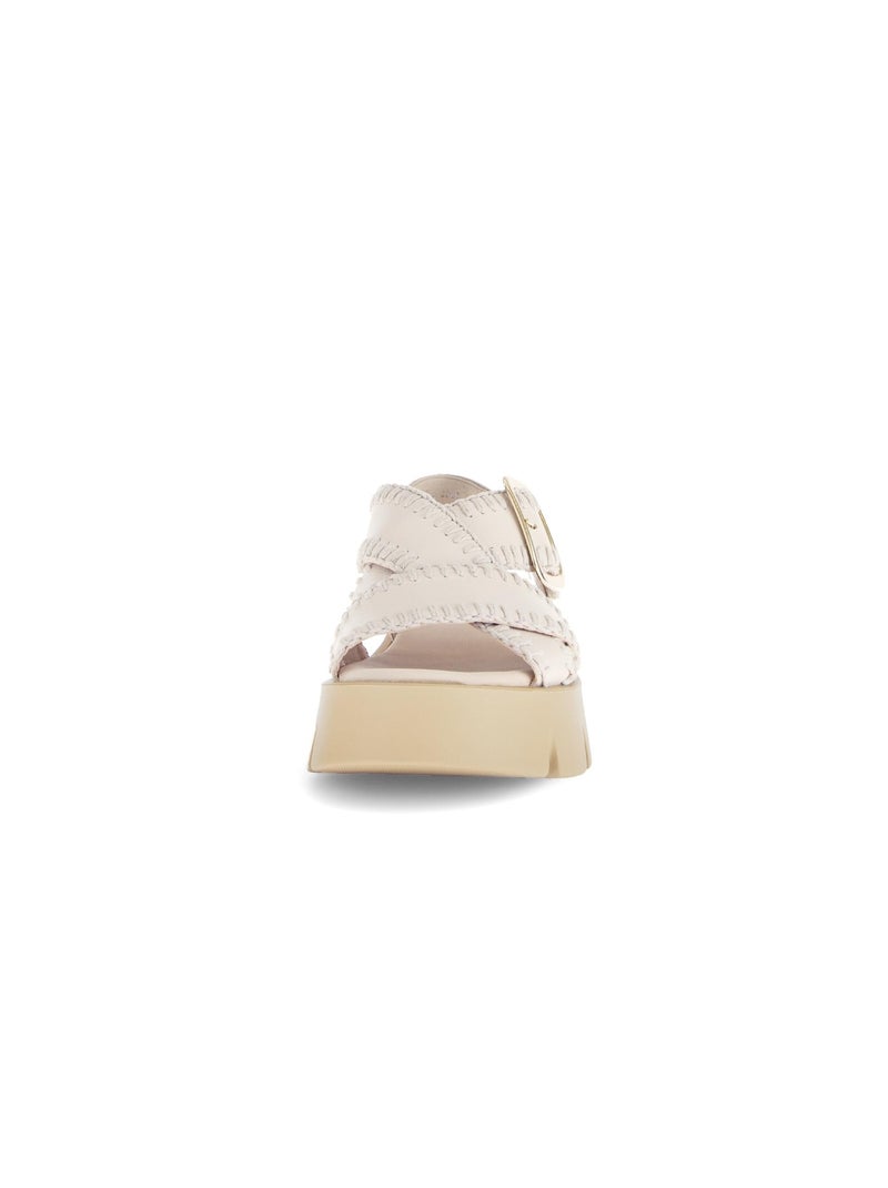 Sandales crème en cuir Crème - Kiabi