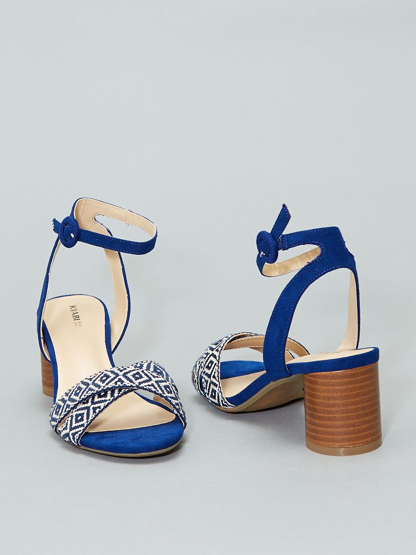 Sandales croisées brodées bleu - Kiabi