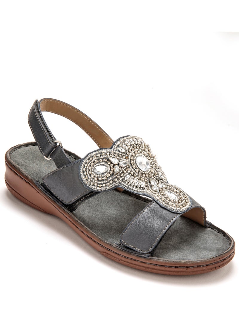 Sandales cuir - PEDICONFORT Gris - Kiabi