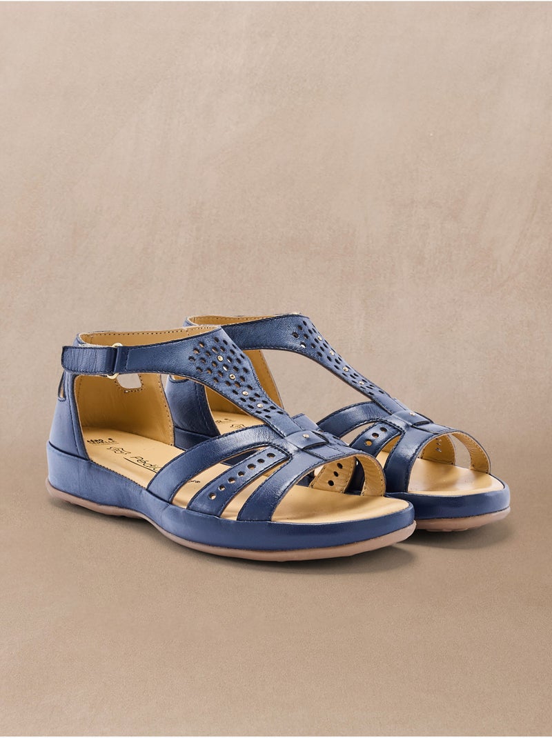Sandales cuir ajouré - PEDICONFORT Bleu - Kiabi