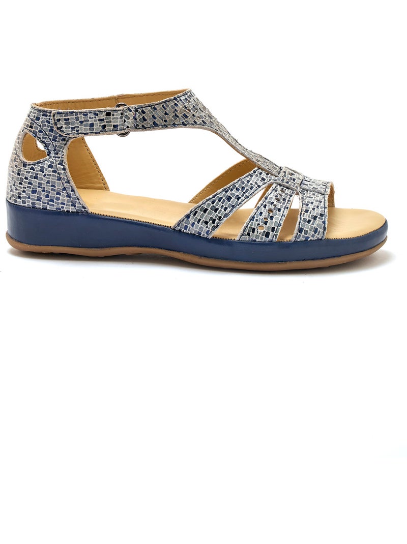 Sandales cuir ajouré - PEDICONFORT Marine/Multicolore - Kiabi