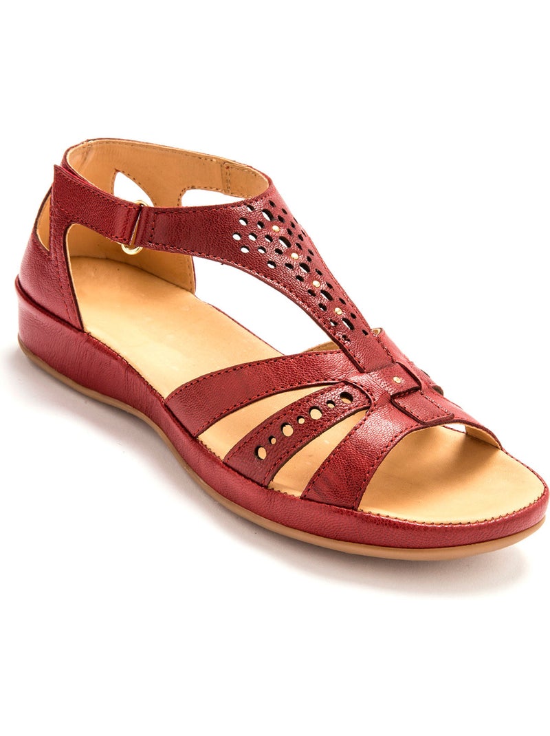 Sandales cuir ajouré - PEDICONFORT Rouge - Kiabi