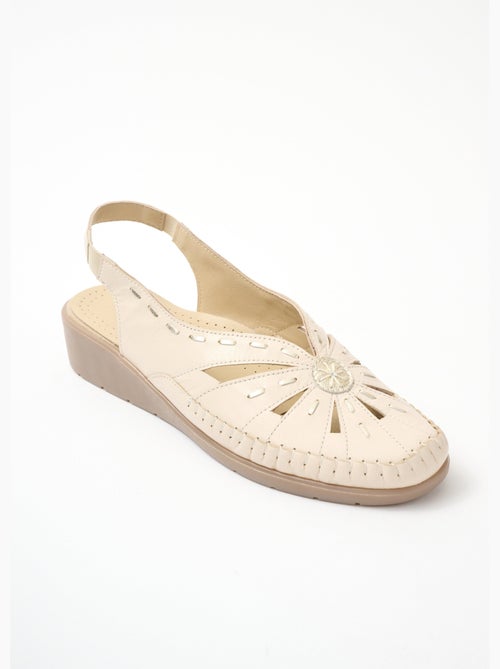 Sandales cuir bout fermé largeur confort - Afibel - Kiabi