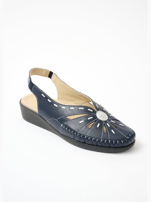 Sandales cuir bout fermé largeur confort - Afibel - Kiabi