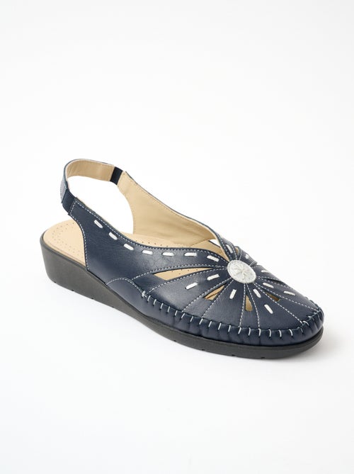 Sandales cuir bout fermé largeur confort - Afibel - Kiabi