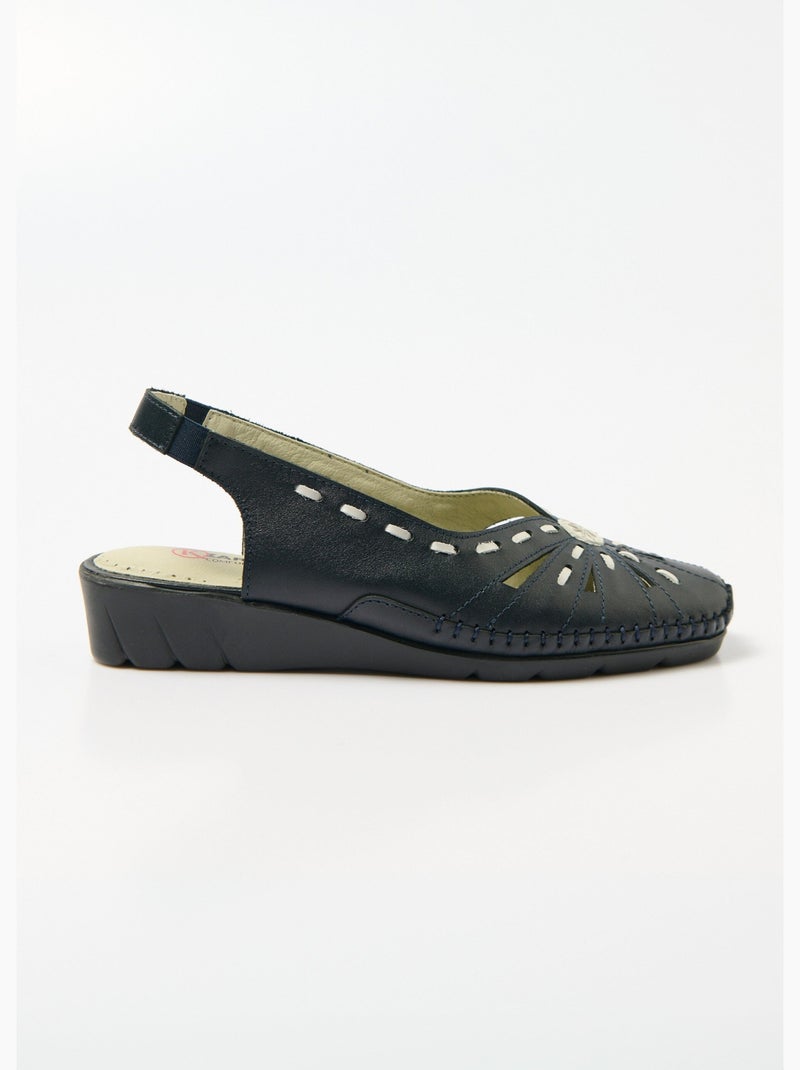 Sandales cuir bout fermé largeur confort - Afibel Bleu marine - Kiabi