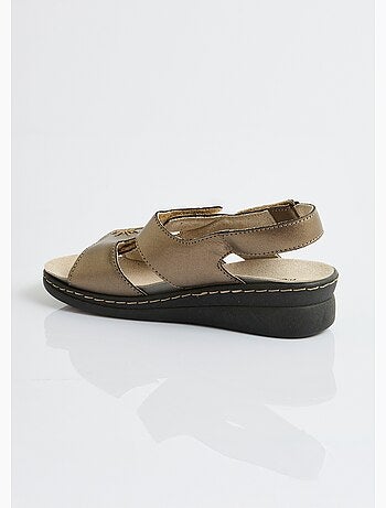 Sandales cuir brodé grande largeur - Afibel