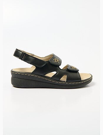 Sandales cuir brodé grande largeur - Afibel