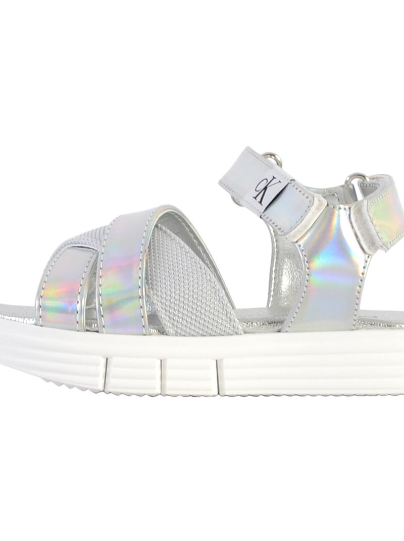 Sandales Cuir Calvin Klein Jeans Enfant Gris - Kiabi