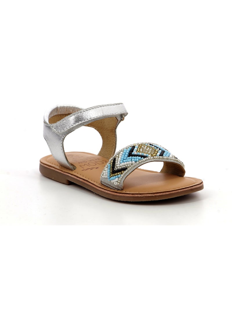 Sandales Cuir Capearls Argent - Kiabi