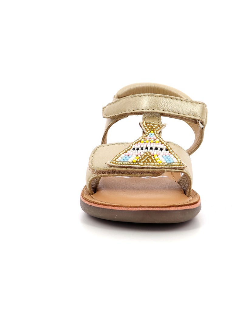 Sandales Cuir Cloonimals Doré/or - Kiabi