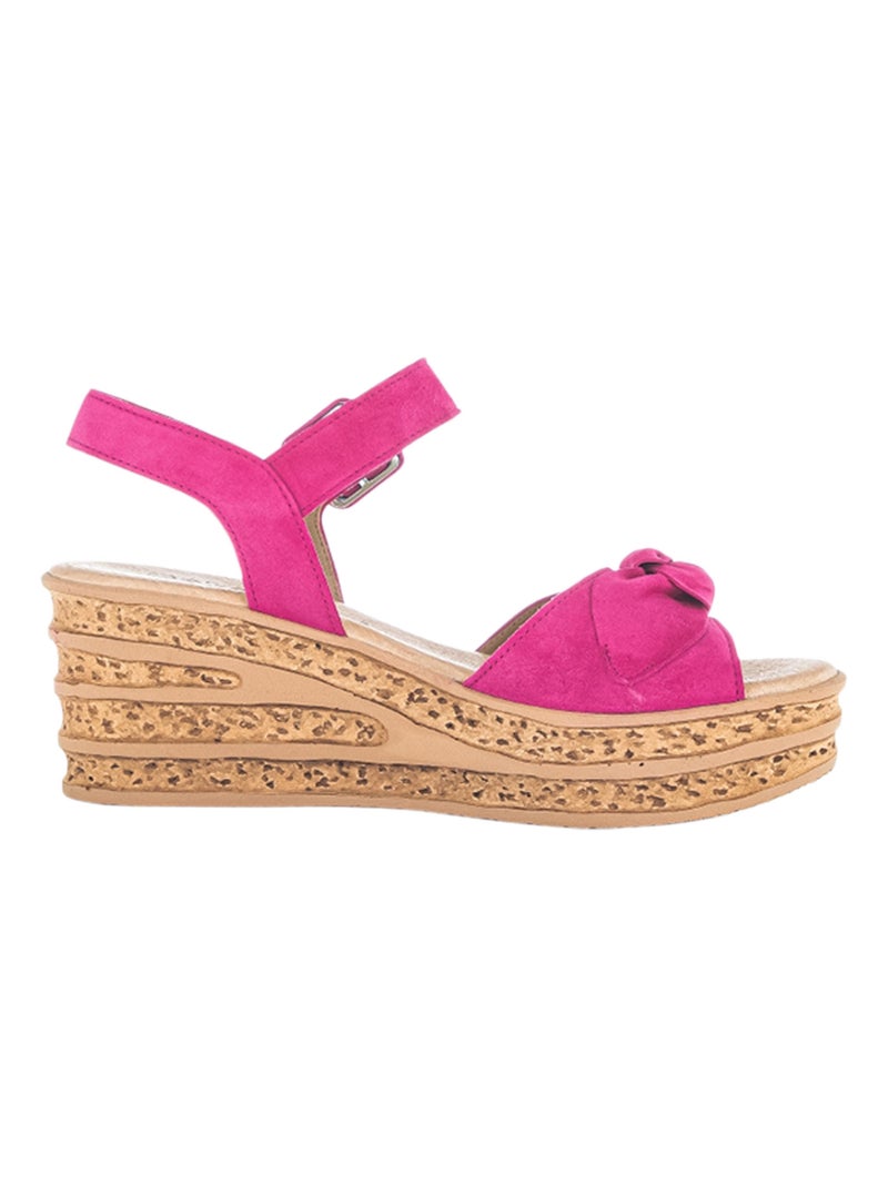 Sandales Cuir Compensé Gabor Lammnappa Rose - Kiabi