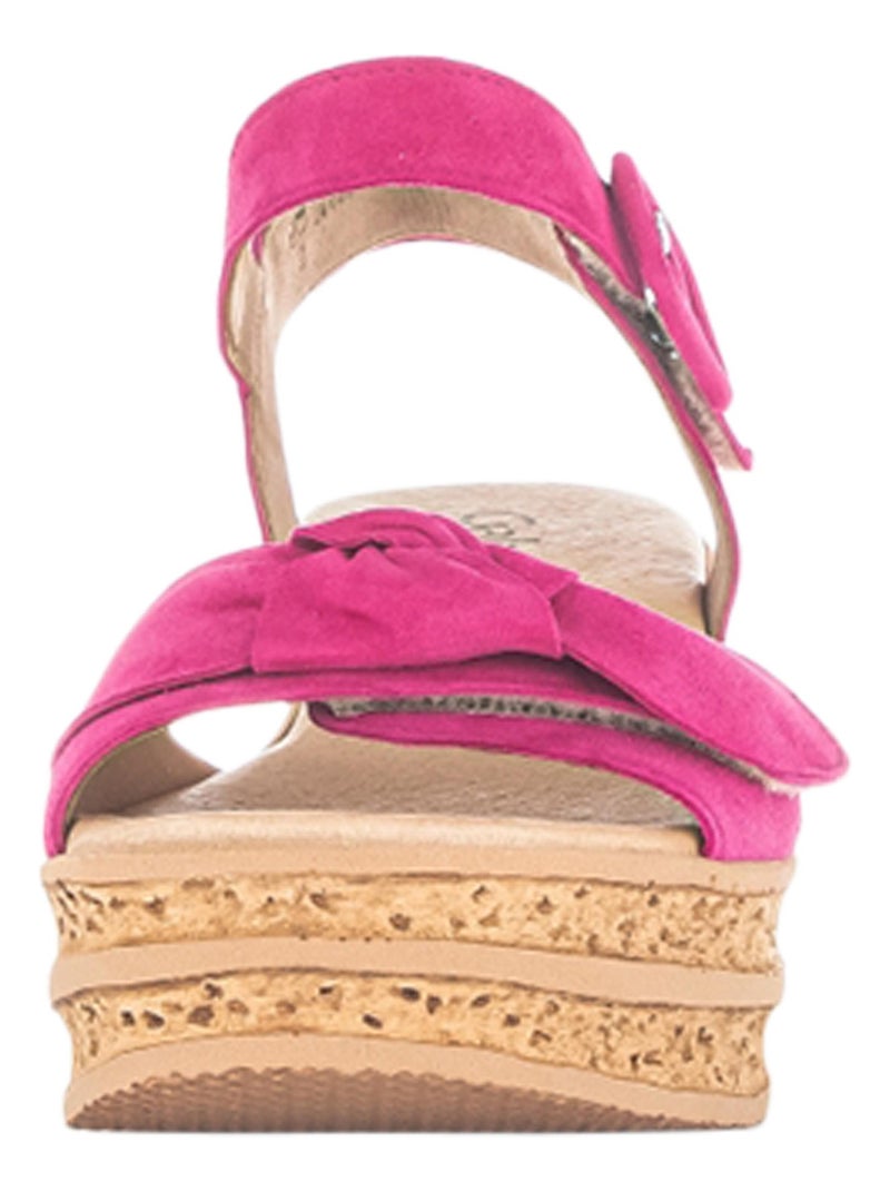 Sandales Cuir Compensé Gabor Lammnappa Rose - Kiabi