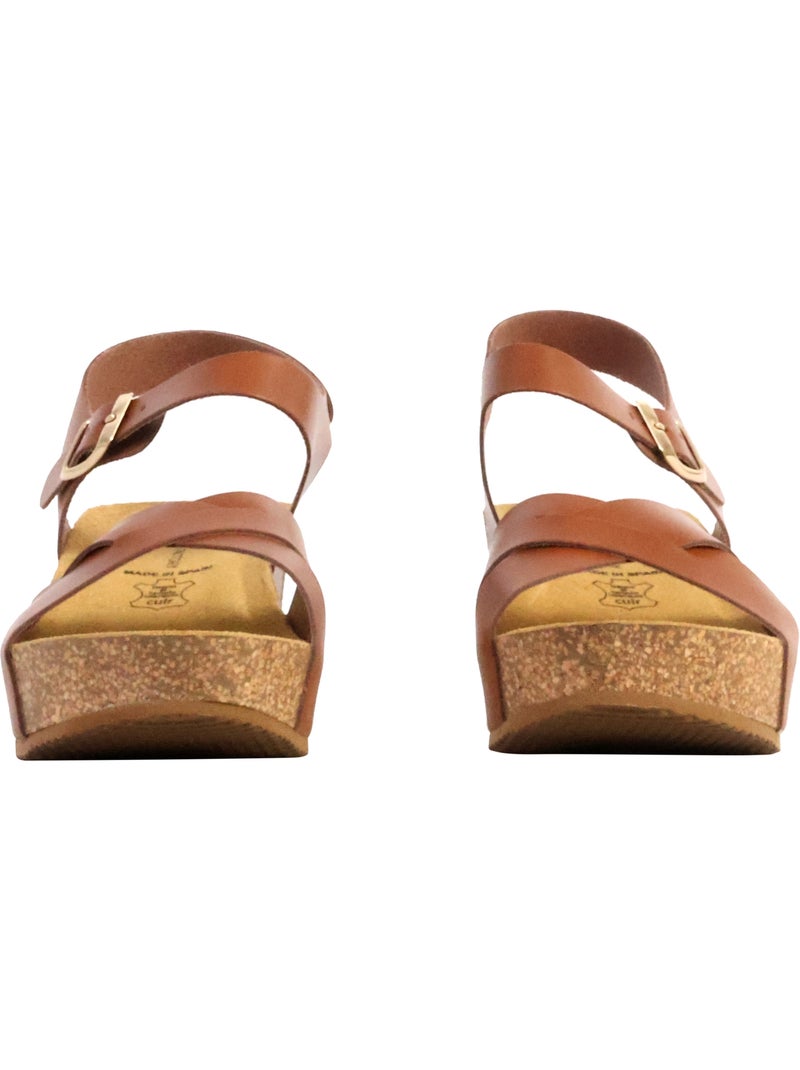 Sandales Cuir Compenseés The Divine Factory Noga Ety Edge Marron - Kiabi