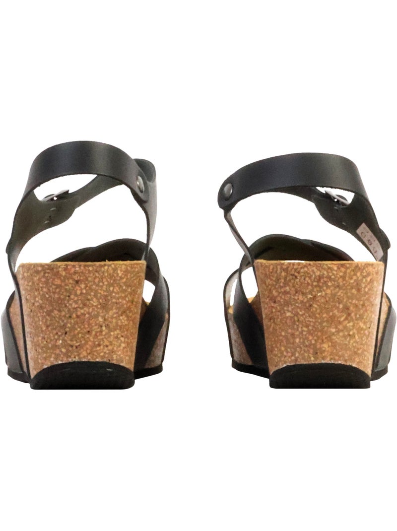 Sandales Cuir Compenseés The Divine Factory Noga Ety Edge Noir - Kiabi