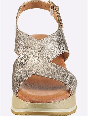 Sandales Cuir De Vache Légèrement Brillant - Taille Standard - Helline