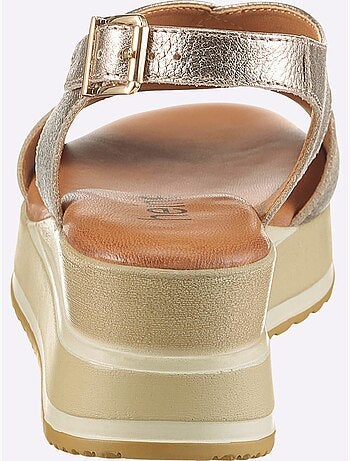 Sandales Cuir De Vache Légèrement Brillant - Taille Standard - Helline