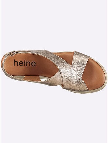 Sandales Cuir De Vache Légèrement Brillant - Taille Standard - Helline