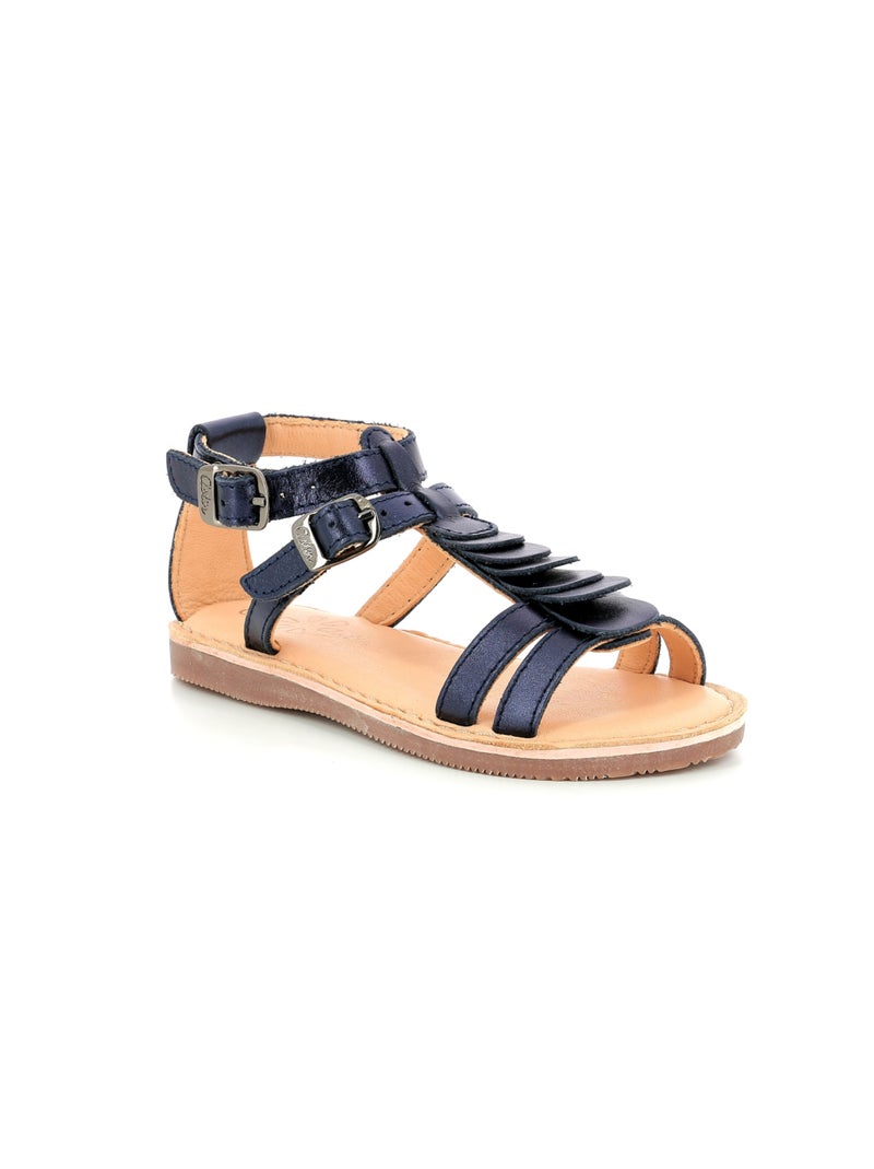 Sandales Cuir Dertige Aster Bleu marine - Kiabi