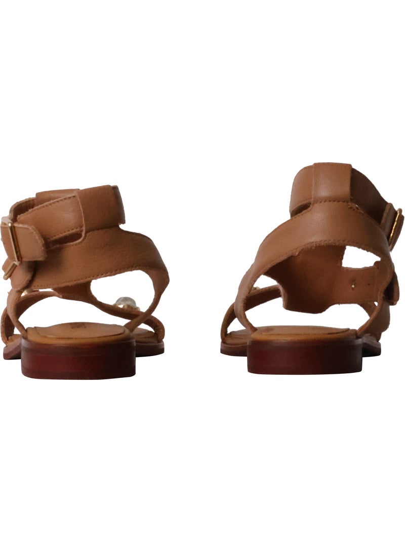 Sandales Cuir Emilie Karston Athena Camel - Kiabi