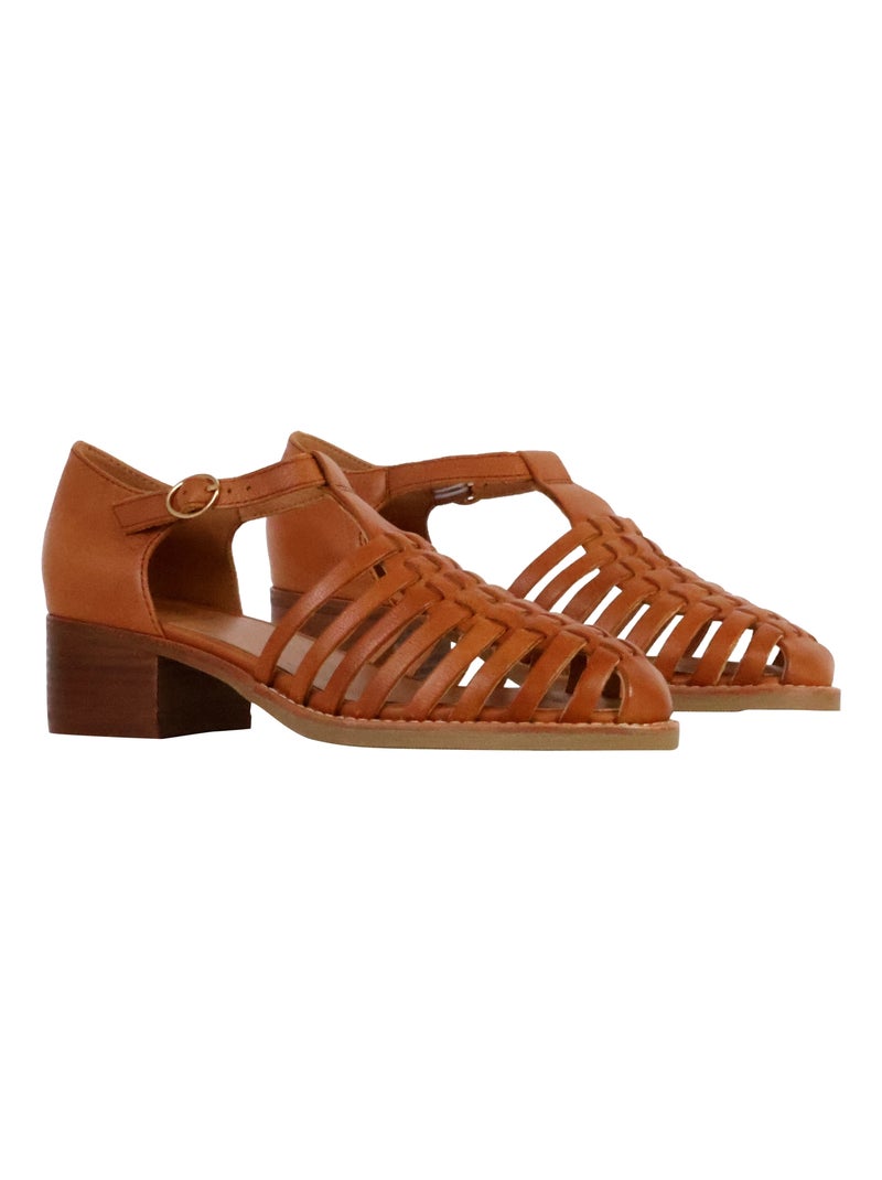 Sandales Cuir Emilie Karston Maeve Camel - Kiabi