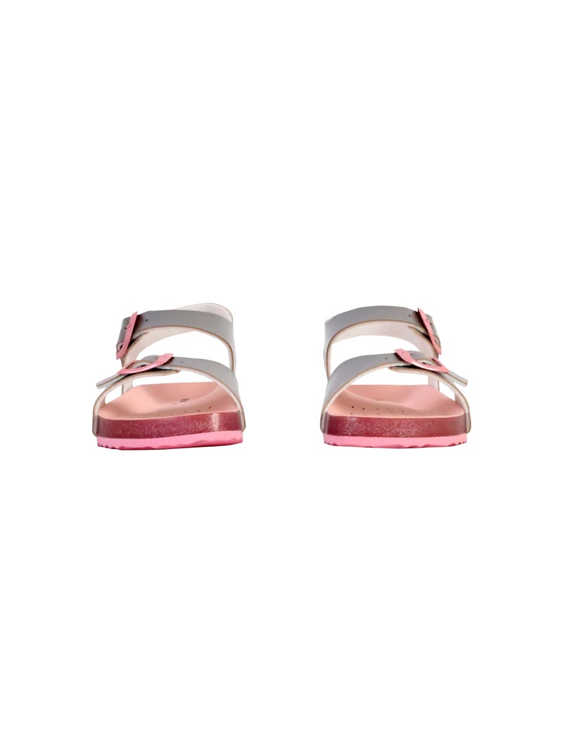 Sandales Cuir Enfant Geox Adriel Gris - Kiabi
