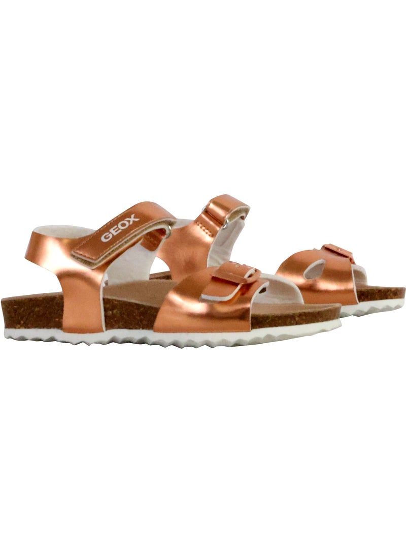 Sandales Cuir Enfant Geox Adriel Or rose - Kiabi
