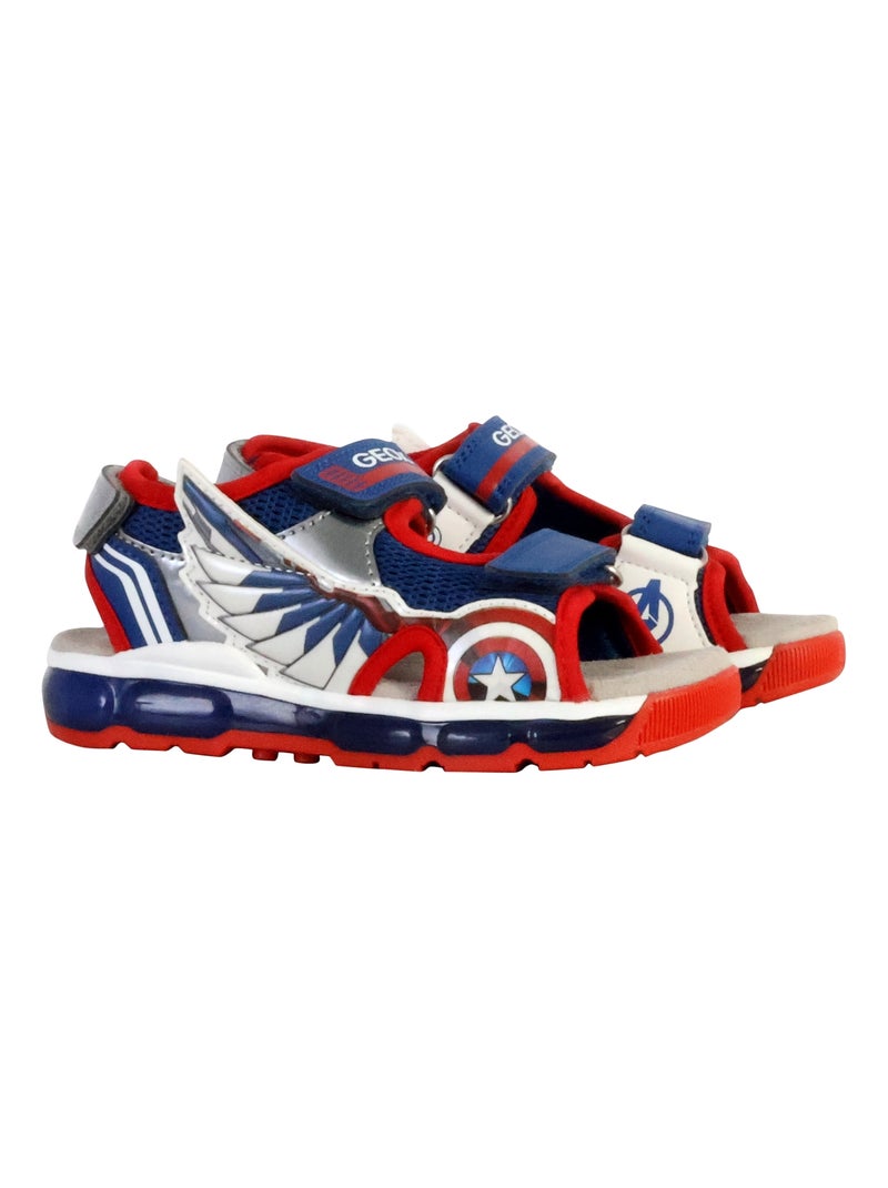 Sandales Cuir Enfant Geox Android Bleu Rouge - Kiabi