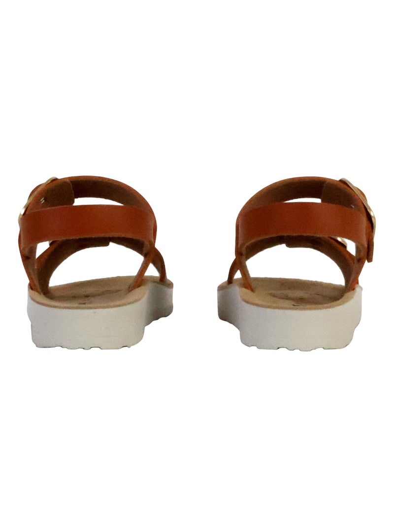 Sandales Cuir Enfant Geox Costarei Beige - Kiabi