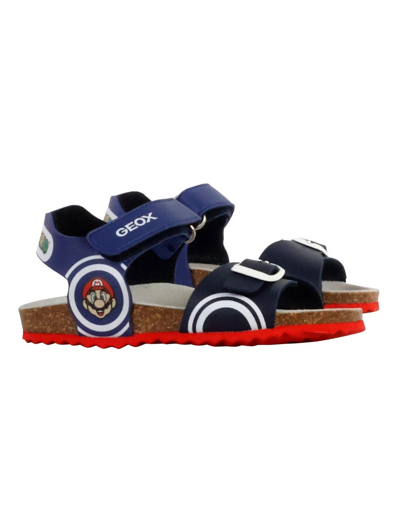 Sandales Cuir Enfant Geox Ghita Bleu - Kiabi