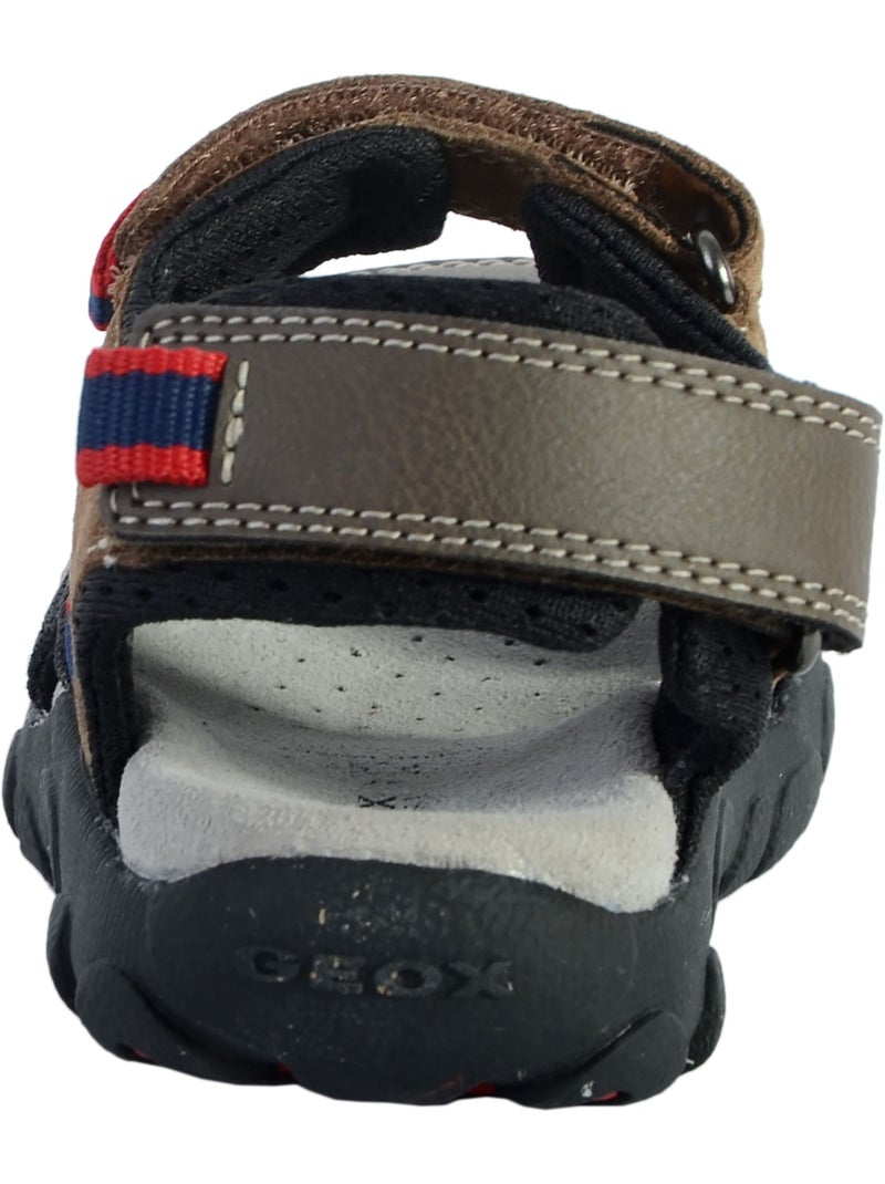 Sandales Cuir Enfant Geox Strada Marron - Kiabi