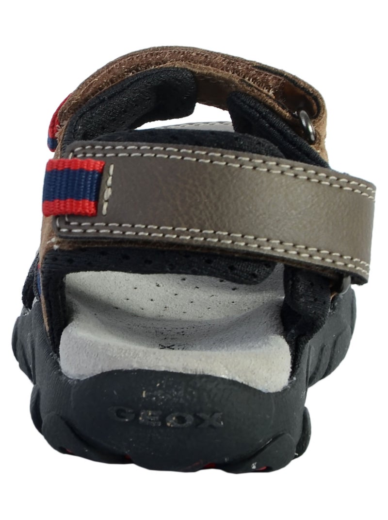 Sandales Cuir Enfant Geox Strada Marron - Kiabi