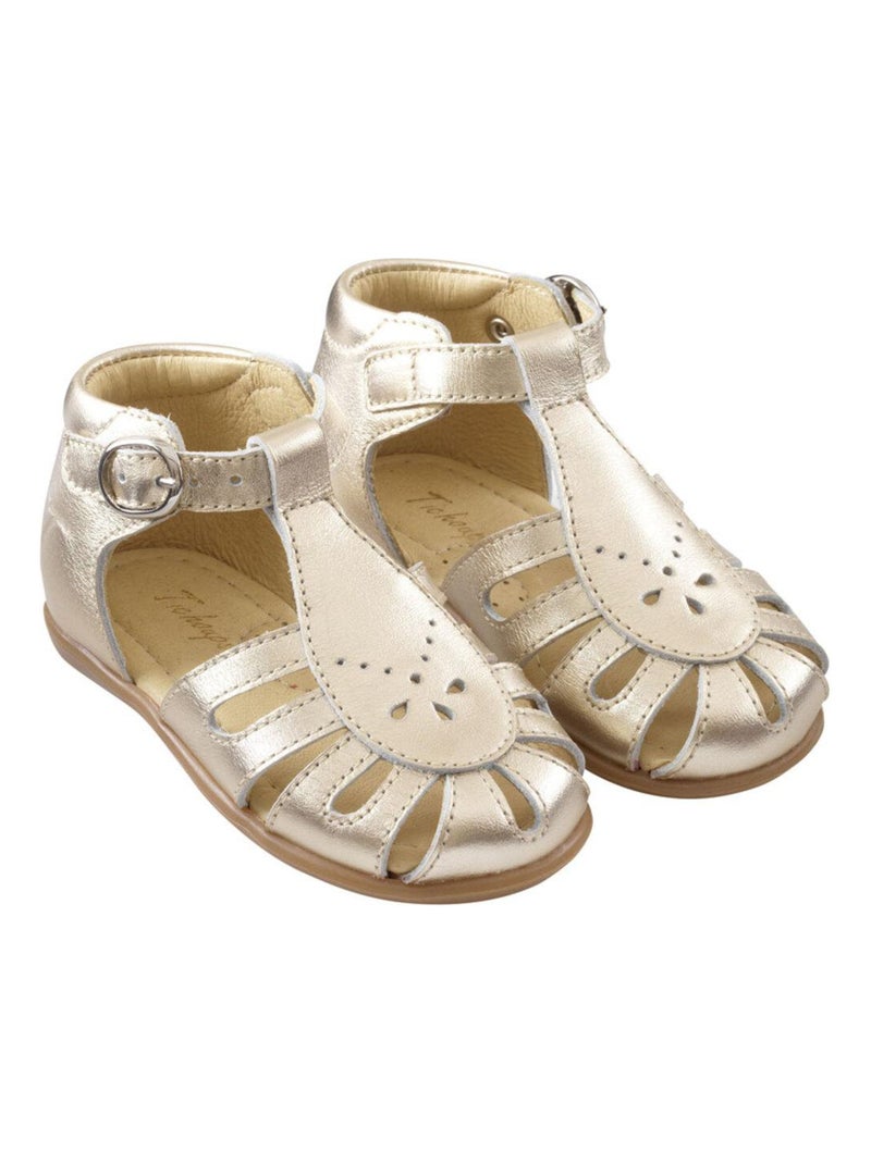 Sandales cuir enfant Suzie Doré/or - Kiabi